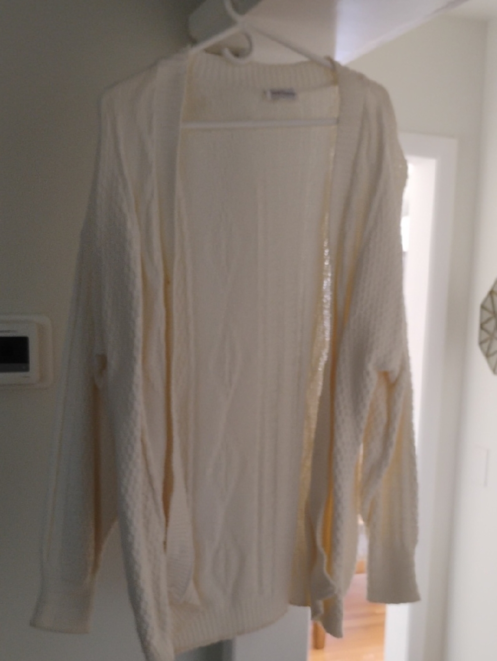 Cream Open-Front Knit Cardigan - Lightweight Cozy Layer L?